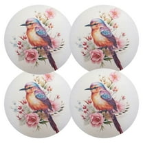 Ryvnso Bird on Floral Round Plate Mats Dining Table Placemat Set of 4 for Holiday Decoration