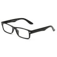 thumbnail image 2 of Clear Lens Glasses Black Frame Spring Hinged Rectangular Glasses Frame Men Women with Pouch, 2 of 3