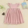 thumbnail image 3 of Bagilaanoe Toddler Baby Girl Summer Dress Flying Sleeve A-line Dresses 6M 12M 18M 24M 3T 4T Kids Casual Swing Sundress, 3 of 7
