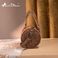 thumbnail image 5 of Montana West Mini Barrel Crossbody Bag Western Tooled Design with Buckle, Light Brown, 5 of 6