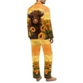thumbnail image 4 of SEANATIVE Highland Cow Pajamas Men Sunflower Button Up Pajamas Plus Size X Small Long Sleeve Pajamas Sets 2 Piece Pj Loungewear Tops and Pants Soft Pajama House Wear, 4 of 6