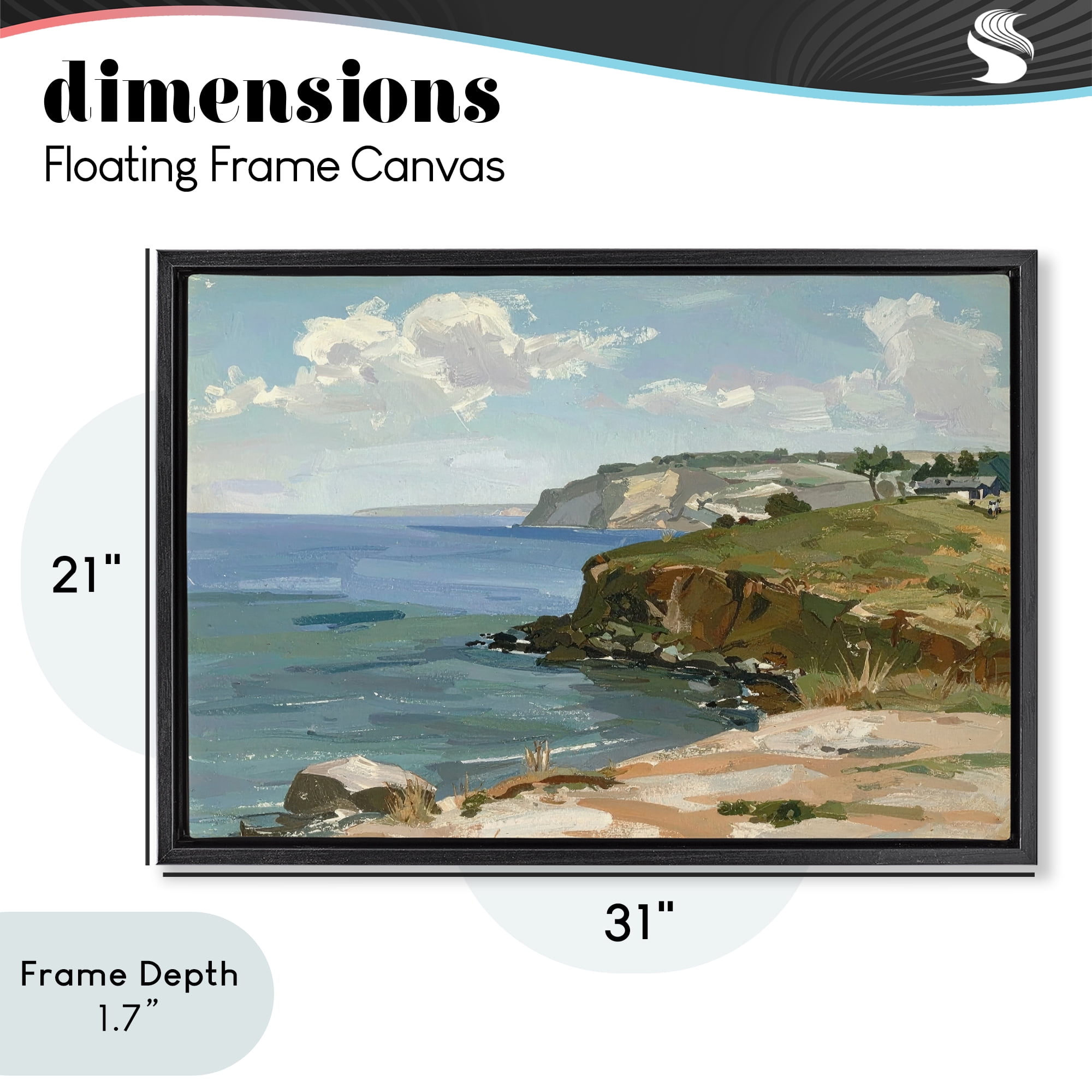 Stupell Industries Along The Shore Scenery Black Framed Floater Canvas Wall Art, design by Alonza Saunders