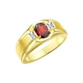 thumbnail image 4 of RYLOS Men's Rings 14K Yellow Gold Classic 7X5MM Oval Gemstone & Diamond Ring Garnet January Birthstone Rings For Men, Gold Rings Size 10, 4 of 8