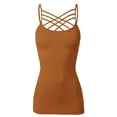 thumbnail image 2 of URBAN DAIZY Women's Seamless Triple Criss Cross Front Cami Top Lattice Strappy Tank Spaghetti Strap Camisole Undershirt A33_6660 Almond 2X/3X, 2 of 7