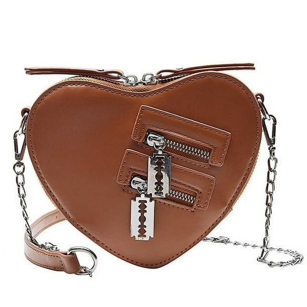 LHSHID Gothic Heart Blade Zipper Chain Crossbody Bags for Women Girl Casual Shoulder Purses and Handbags Techwear Summer Wallet Goth