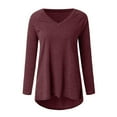 thumbnail image 4 of Red Women's Long Sleeve T-shirt, Women Fashion Plus Size V Neck Long Sleeved T Shirt Blouse Tops Features:,Women's Long sleeve T-shirt 4XL, 4 of 5