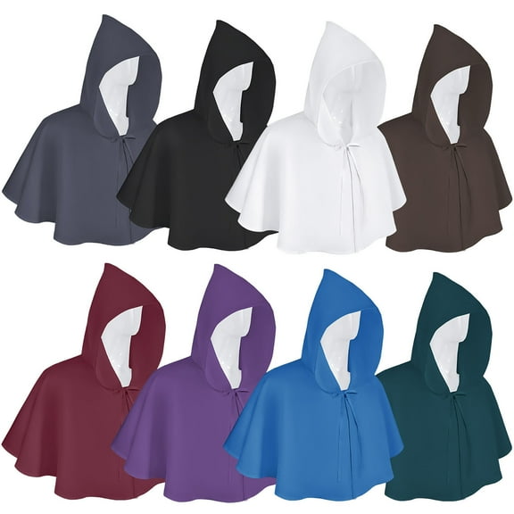 PXLKNZH Men's and Women Halloween Costume Shawl Cloak Solid Color Short Hooded Poncho Coat Beach Outfit Sun Protection Shrug Cape Winter Hooded Outerwear Army Green,Free Size