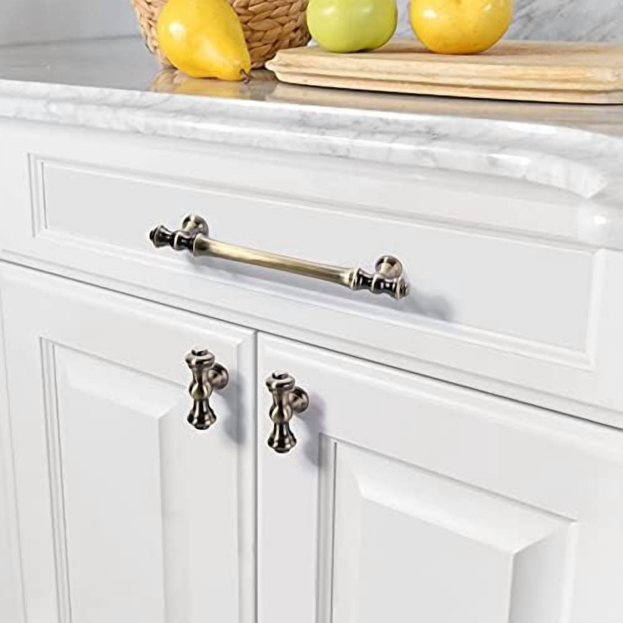 10 Pack 5 Inch(128mm) Brushed Antique Brass Kitchen Cabinet Handles, Cabinet Pulls Kitchen Cabinet Hardware for Cupboard Drawer Pulls