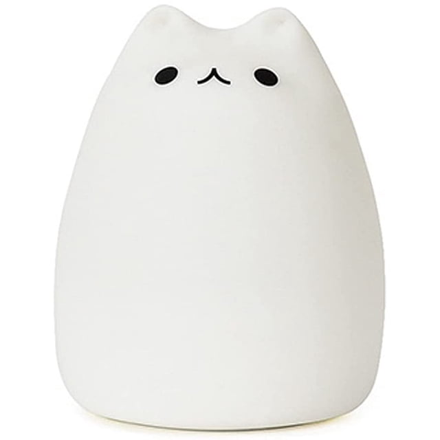 Lámpara de gato, linda luz de noche de gato para mujeres, mamás, adolescentes, niñas, niños, amantes de los gatos, decoración de habitación de anime, luz nocturna, lámpara de gatito de silicona oso de fresa Hogar