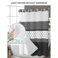 thumbnail image 4 of No Hook Cloth Fabric Shower Curtain with Snap in Liner, Black Morocco Waterproof Shower Curtains Set with See Through Top Window, Grey Striped Middle Century Patterned Bath Curtains Shower 48"x72", 4 of 6