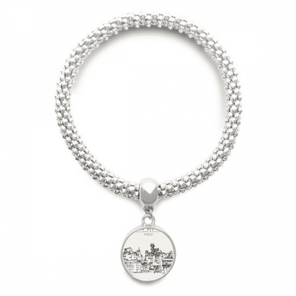 Italy Rome Country Sketch Landscape Sliver Bracelet Pendant Jewelry Chain Adjustable Bangle