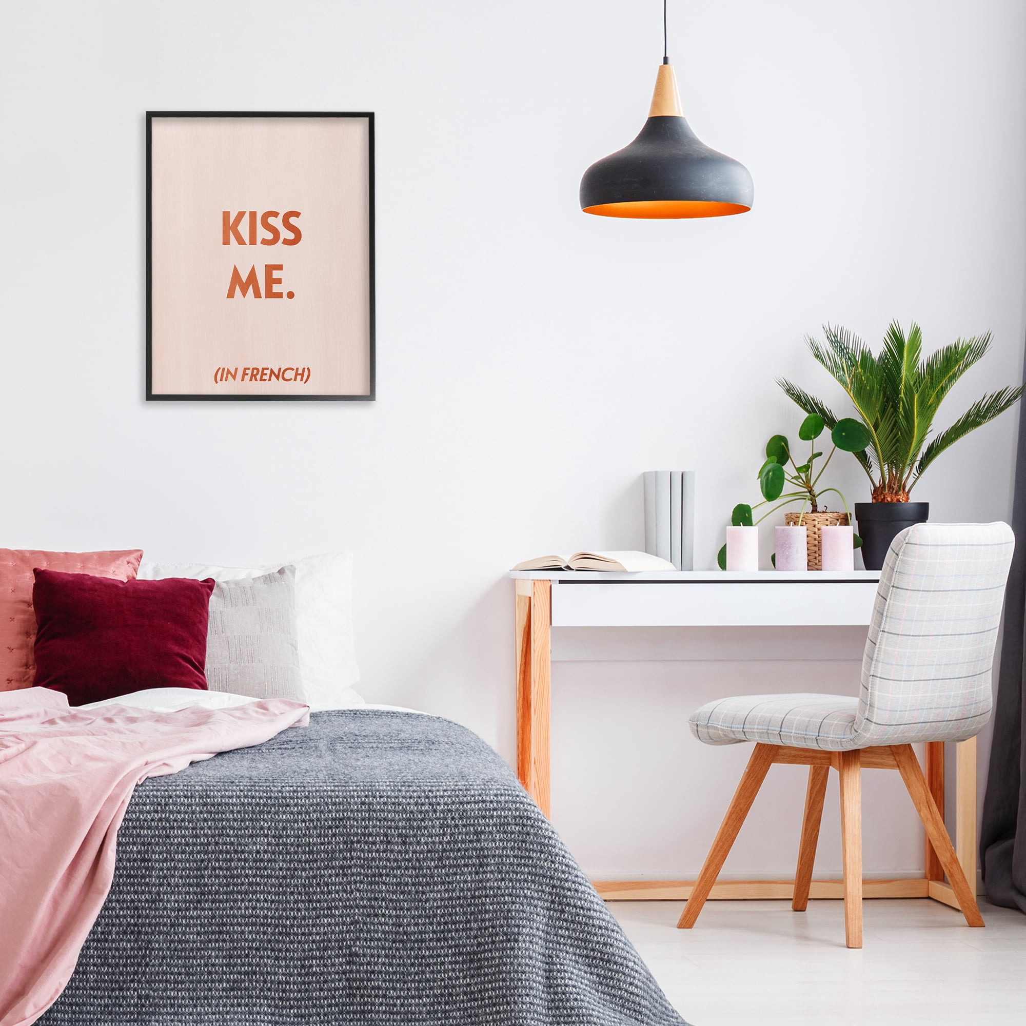 Stupell Industries Kiss Me In French Typography Painting Black Framed Art Print Wall Art, 24 x 30