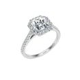 thumbnail image 2 of Ember Jewel 1.6 Ct Asscher Cut Moissanite Ring - 14K White Gold Plated - Halo Design with Accents - Captivating Engagement Ring - Delightful Gift Jewelry for Celebrating Love, 2 of 3