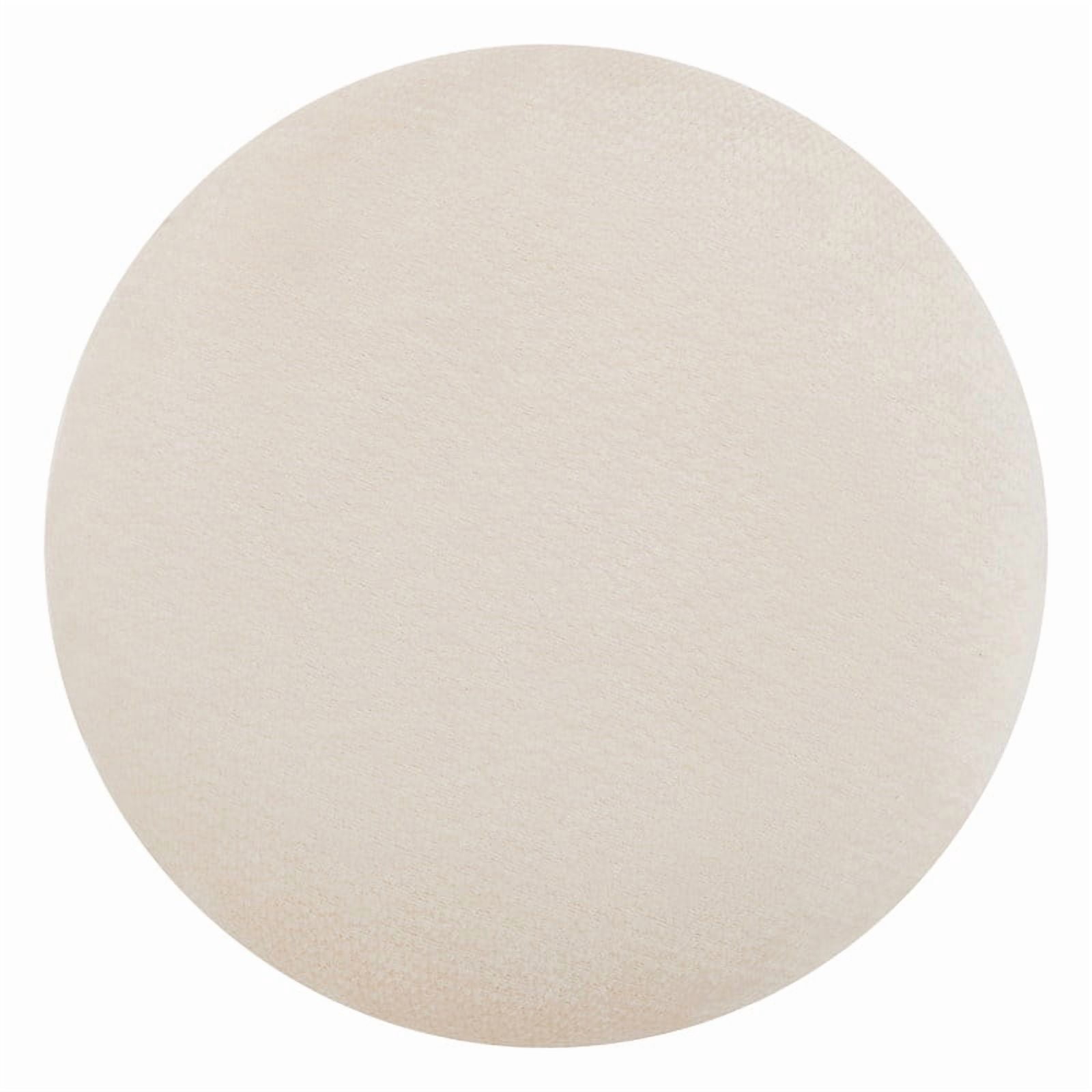 Spruce & Spring Swivel Upholstered Chenille Ottoman Footstool, Accent Stool for Living Room, Bedroom & Vanity, Linen, 17x16x16in