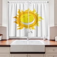 thumbnail image 2 of Ambesonne Smile Kitchen Curtains, Cartoon Style Happy Funny Sun, 55"x24", Marigold Yellow and White, 2 of 3