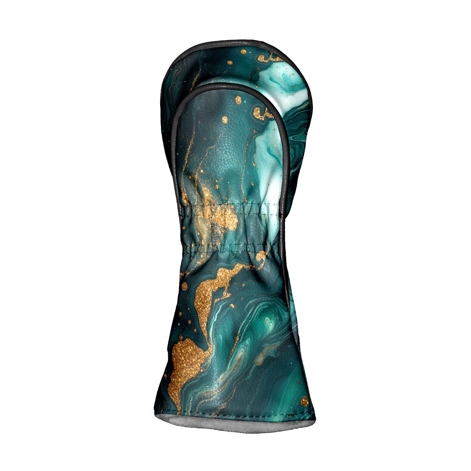 Golf Club Covers PU Leather Waterproof Head Covers for Fairway Woods Hybrids Golden Marble Pattern Unisex Fits Most Brands