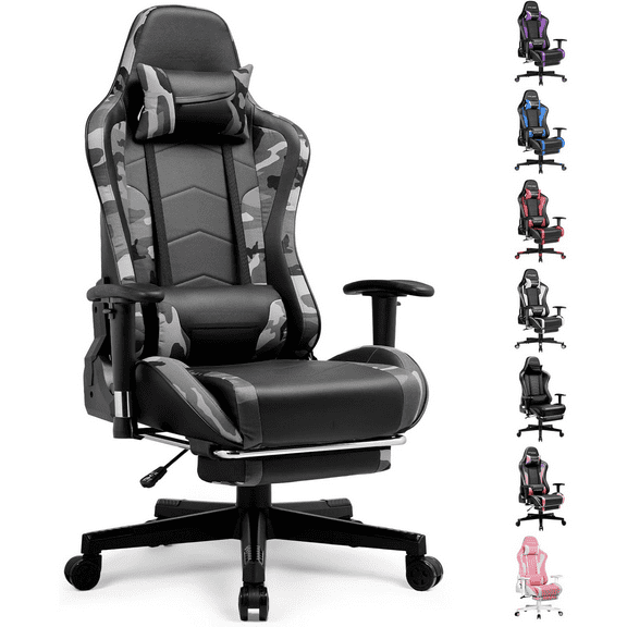 Gaming Chair with Footrest Speakers Video Game Chair Bluetooth Music Heavy Duty Ergonomic Computer Office Desk Chair