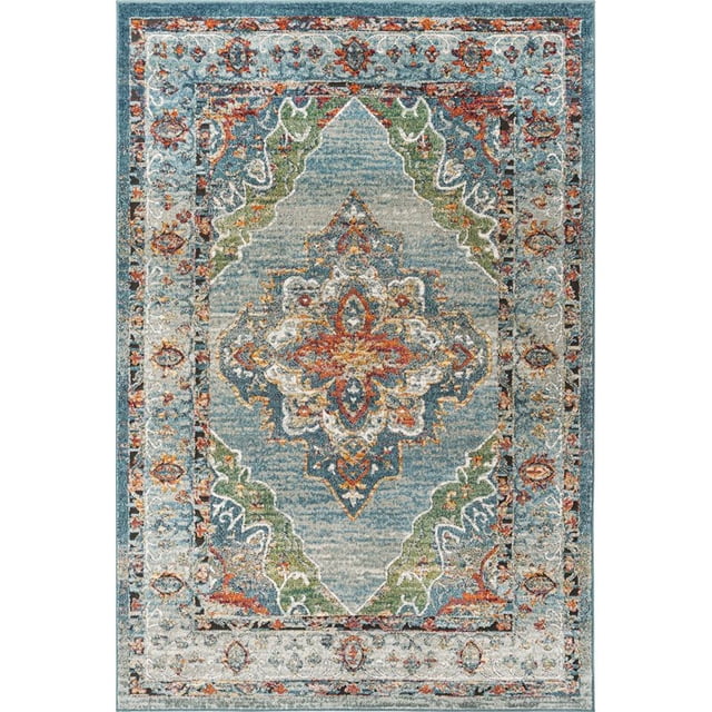 Unique Loom Tapis de Zone de Conception Complexe Isabella 6' x 9' Rectangle Bleu/beige