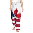 thumbnail image 2 of Picia USA Canada Flag Womens Soft Woven Cotton Elastic Waistband Sleep Pajama Pant Lounge Sleep Pant With Pockets And Drawstring-Large, 2 of 9