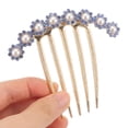 thumbnail image 3 of Hair Side Comb Pearl Rhinestone Hair Clip Women Hairpin Wedding Bride Hair Accessory, 3 of 8