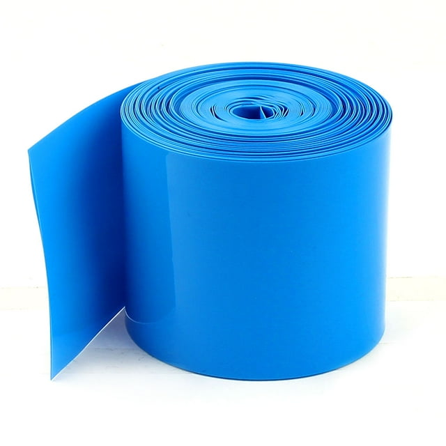 Tubo de envoltura termorretráctil de PVC de 10 metros y 50 mm de ancho azul para 2 baterías 18650