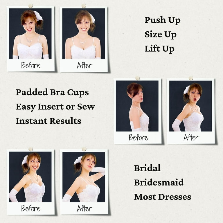 Buttonmode Padded Bra Cups Insert or Sew In, Instant Push up Size up Lift  up Support, Breast Enhancer for Bridal and Dresses, Beige, Size A, 1 Pair 
