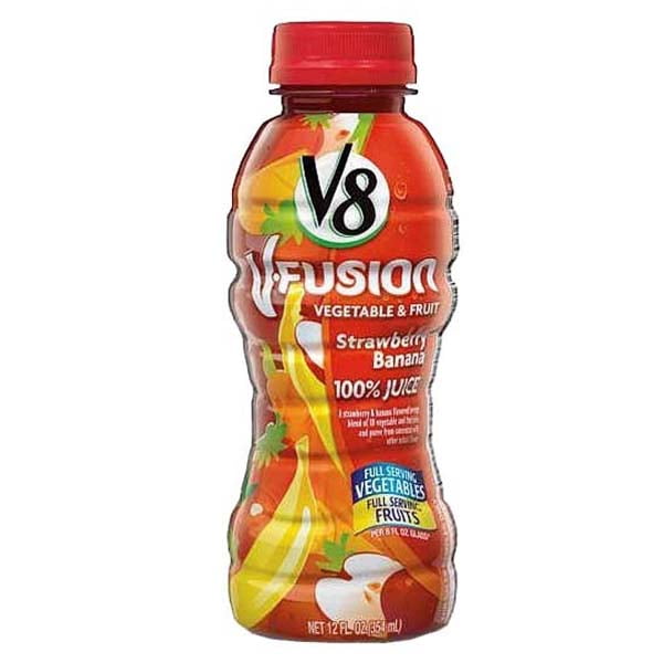 V8 VFusion Strawberry Banana Juice 12 oz Plastic Bottles Pack of 12