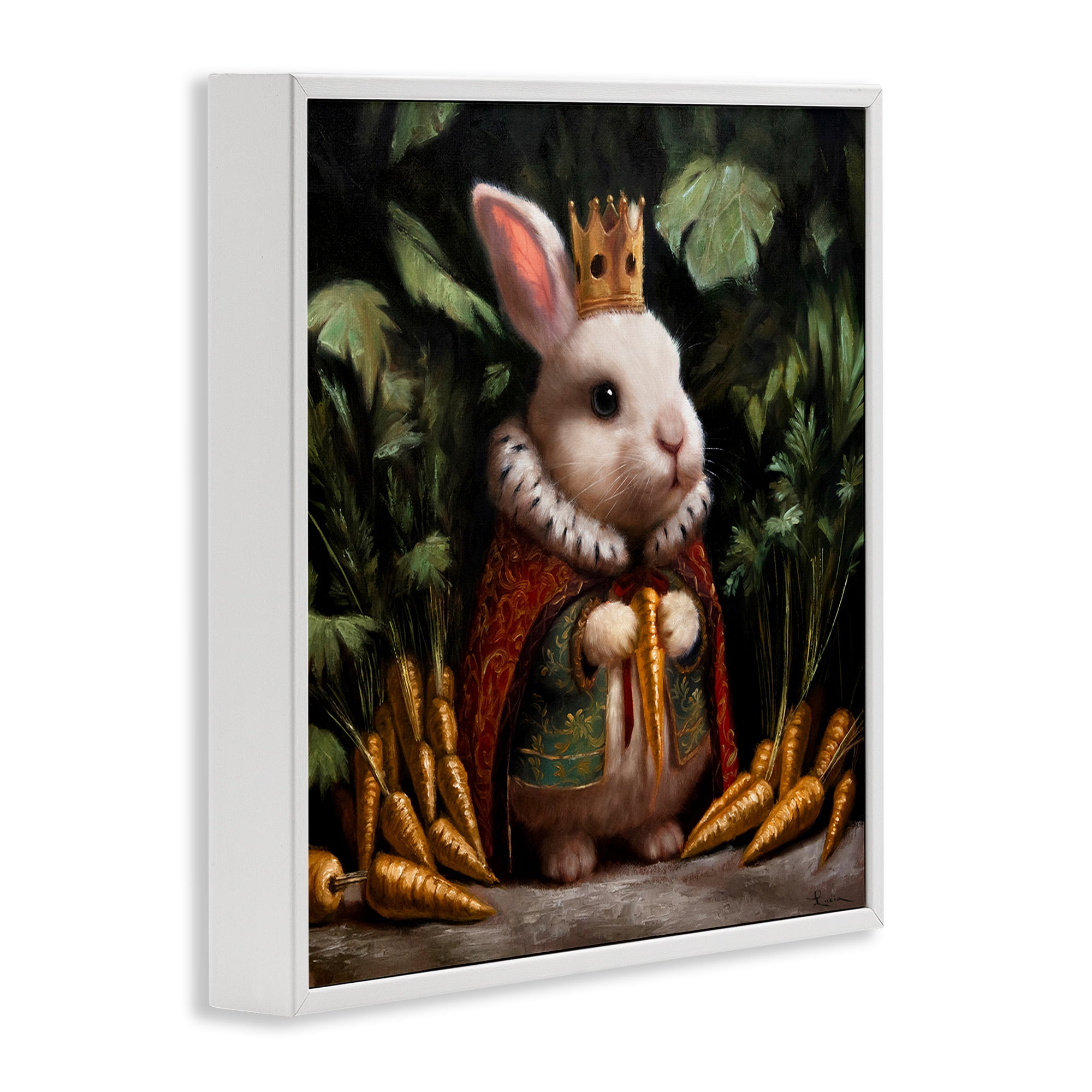 Stupell Industries Carrot Gold Royal Rabbit White Framed Giclee Art, design by Lucia Heffernan