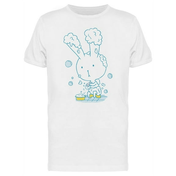 Rabbit Taking A Shower, Doodle T-Shirt Men -Image by Shutterstock, Male Medium