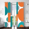 thumbnail image 2 of Abstract Turquoise Blackout Curtains Teal Orange Modern Geometric Circles Curtain Gray White Minimalist Aesthetic Vintage Grommets Window Drapes For Bedroom Living Room 42"W x 63"L (Pack of 2), 2 of 6
