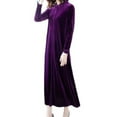 thumbnail image 2 of Pink Season Women Fall Dress Solid Color Loose Long Sleeves Button Maxi Dress Keep Warm Velvet Plus Size Mom Spring Dress Women Clothes, 2 of 8