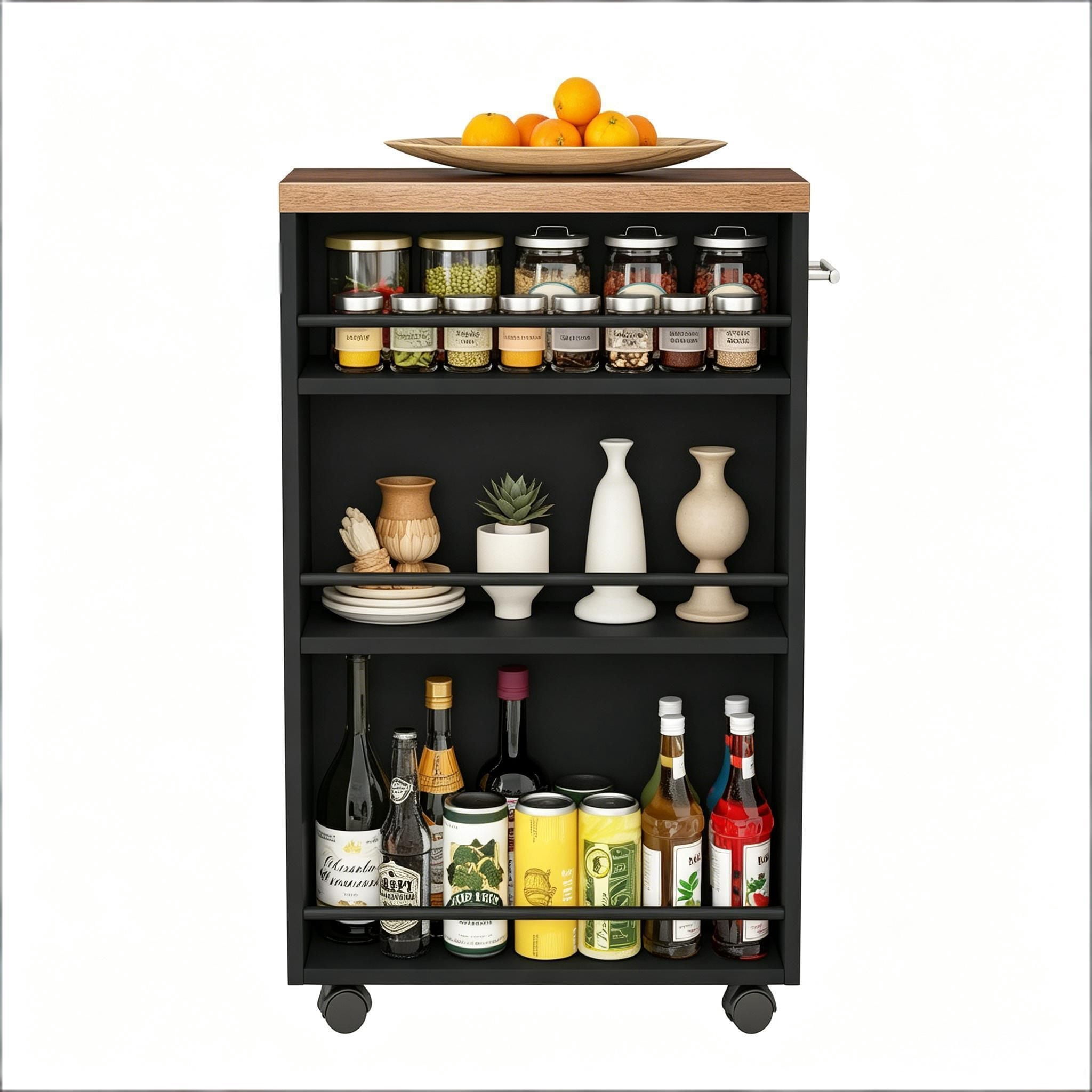 4-Tier Storage Cart Rolling Narrow Kitchen Cart for Small Spaces Organization Utility Rack with Wheels