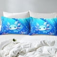 thumbnail image 3 of Axolotl Bedding Set Queen Size,Cute Animal Salamander Bed Sheets Teens Blue Ocean Sealife Fitted Sheet Kawaii Sea Creature Sheets（No Top Sheet）, 3 of 5