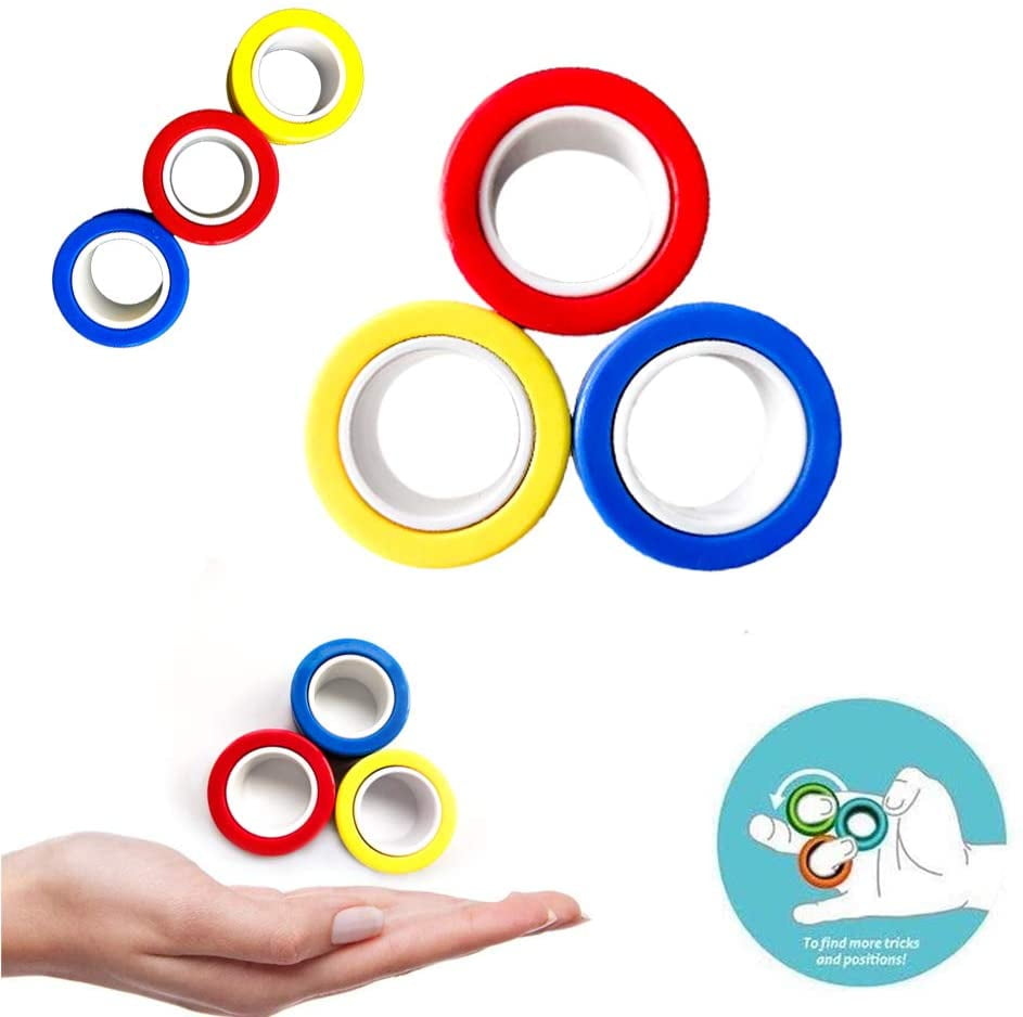 Stress Relief Reducer Spin for Adults Children Orange Magnetic Bracelet Ring Unzip Toy Magical Ring Props Tools Magnetic Rings Toys Colorful Unzip Finger Game Finger Toy 