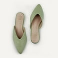 thumbnail image 5 of Hawkwell Women's Backless Slip on Slides Loafer Shoes Flats Comfortable Pointed Toe Mules，Green Suede PU 8 M US, 5 of 5