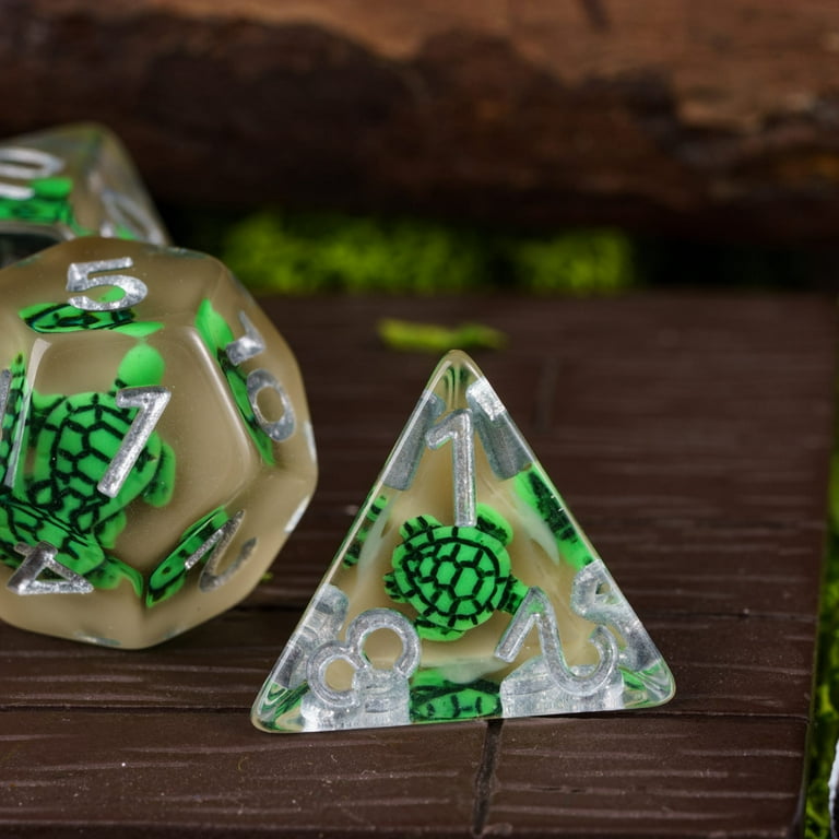 Cusdie 7-Die DND Dice Set With Animal Inside | Pink Duck Polyhedral Resin Dice For D&D & RPG Games