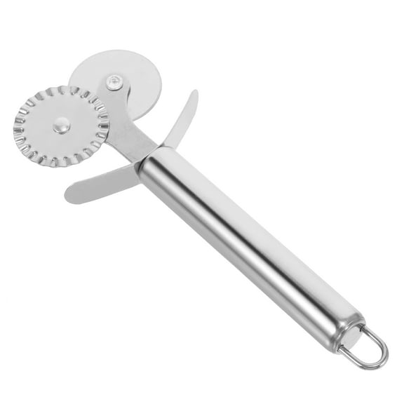 MLINS Double-headed Stainless Steel Pizza Cutter Pizza Roller Gadget Pastry Slicer Wheel Lace Dough Lace Hob Baking Tools (As Shown)