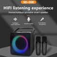 husxh RGB Light Portable Karaoke Speaker Dual Wireless Microphone