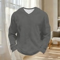 thumbnail image 6 of Ceisia Men's Fashion Long Sleeve V-Neck T-Shirt Solid Color Casual Relaxed Fit Stretch Waffle Knit Soft Comfort Breathable Home Gym Top Gifts for Father Gray L, 6 of 9