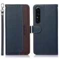 thumbnail image 1 of For Khazneh Sony Xperia 1 Iiii/Xperia 1 Iv Rfid Anti-Theft Brush Pebbled Leather Case Blue, 1 of 5
