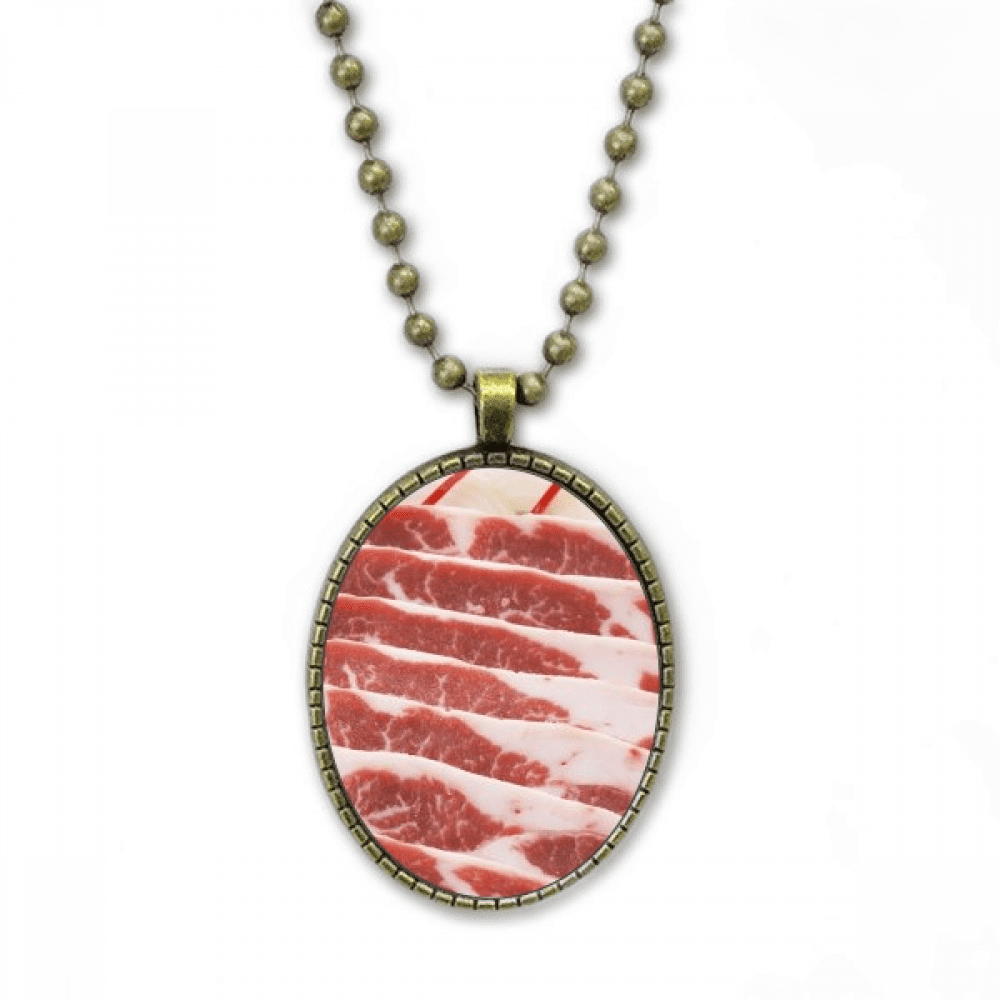 Collier Texture de Viande de Côtelettes de Porc Chaîne Vintage Perle Pendentif Collection de Bijoux