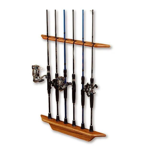 Ruzhgo Vertical Fishing Rod Rack Wall-Mounted Fishing Rod 6-Rod Holder With 4 Screws Fishing Rod Display Shelf For Home Fishing Tackle Shop Other