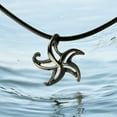 thumbnail image 2 of "Starry" Starfish Ocean Theme Sea LIfe Pewter Pendant Necklace Hematite Finish, 2 of 5