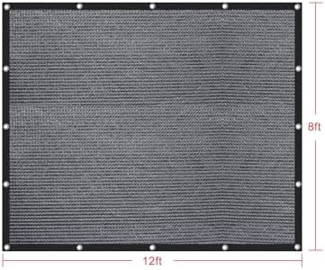 90% Sun Shades for Patios 8X 12 ft Shade Fabric Sun Shade Cloth Taped Edge with Grommets Sun-Block Mesh Shade for Pergola Cover Canopy Grey, 12 Bungee Balls