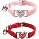 thumbnail image 1 of Collar de gato con cascabel de diamantes de colores flocados de 2 piezas (rojo y rosa), lindo collar de gato pequeño, collar de gato con cascabel y banda elástica, 1 of 5