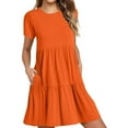 thumbnail image 2 of LEBONYARD Womens Dresses Clearance,Casual Dresses for Women,Women's Summer Casual Short Sleeve T Shirt Dress Tiered Mini Dresses with Pockets Orange XL, 2 of 7