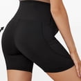 thumbnail image 4 of Crunowin Women's Maternity Shorts, Belly Lift & With Pockets High-Waisted Solid Color Workout Shorts Black XXL, 4 of 5