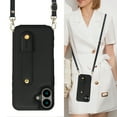 thumbnail image 2 of for iPhone 16 Case with Card Holder Crossbody Lanyard Strap Leather Wallet Case with Magnetic Clasp Kickstand Heavy Duty Protective Back Flip Phone Cover for Women,Black, 2 of 9