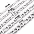 thumbnail image 2 of 3-9mm Men Women 316L Stainless Steel Silver Figaro Curb Link Chain Necklace Gift, 2 of 2
