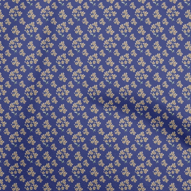oneOone Polyester Spandex Bleu Indigo Tissu Floral Matière de Robe Tissu Imprimé Tissu au Mètre 56 Pouces de Large